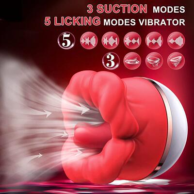 CBig Mouth Red Lips Tongue Lick Breast Citoral Stimulation V