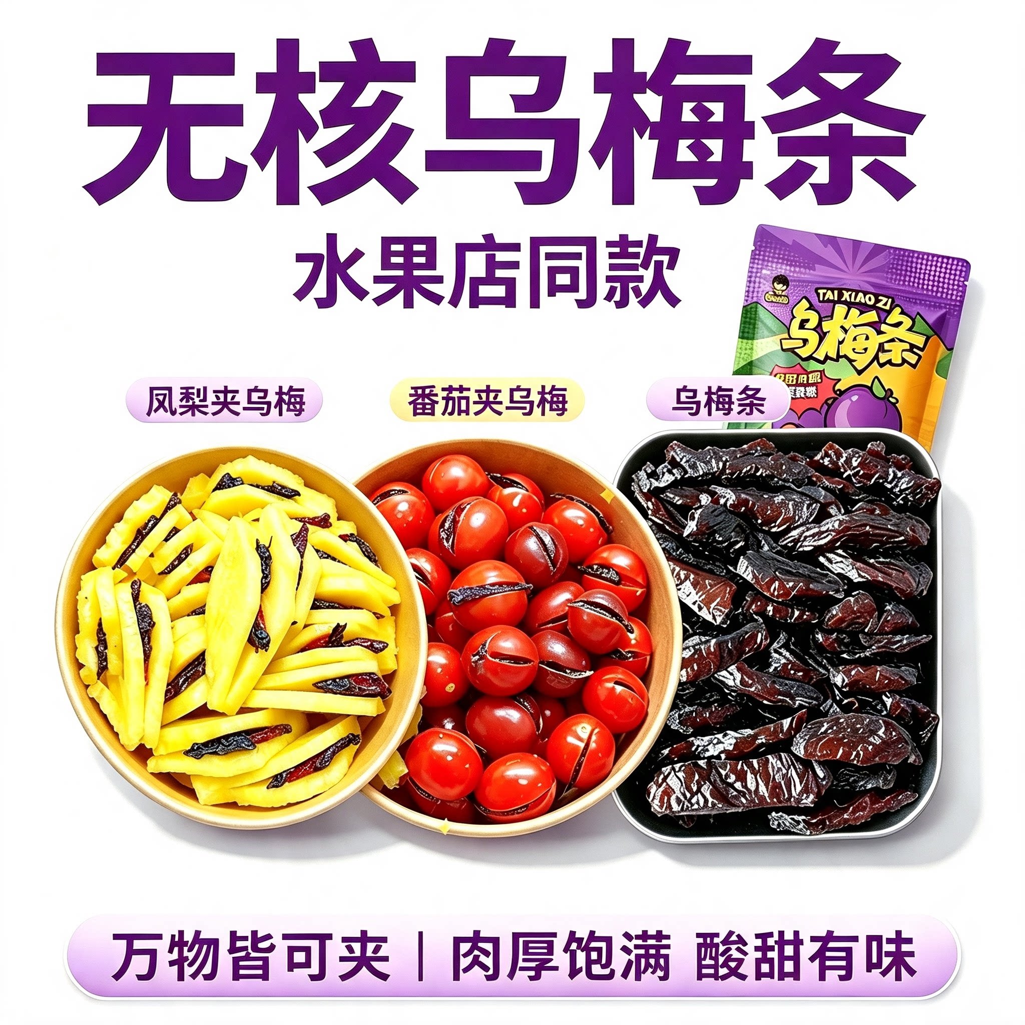 泰小滋无核乌梅条酸梅粒蜜饯图片