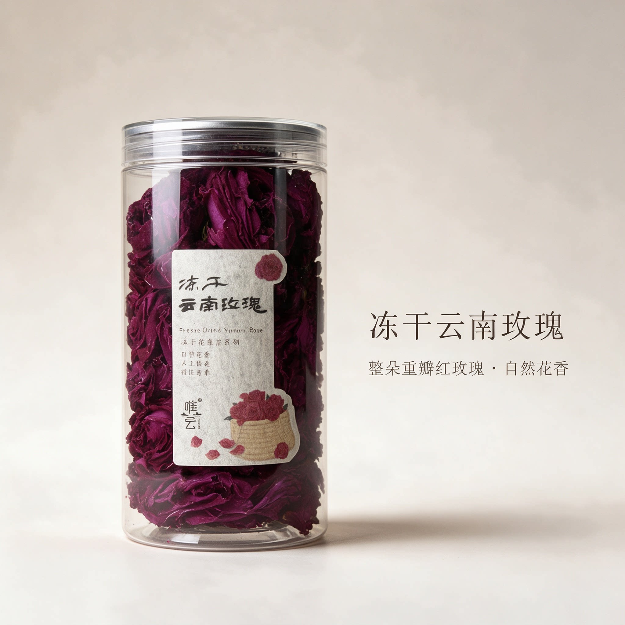 云南特产伴手礼唯云冻干云南玫瑰花瓣 花草茶罐装40g大理古城礼物