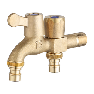 全铜加厚洗衣机水龙头一进二出两用三通家用多功能双出水嘴一分二