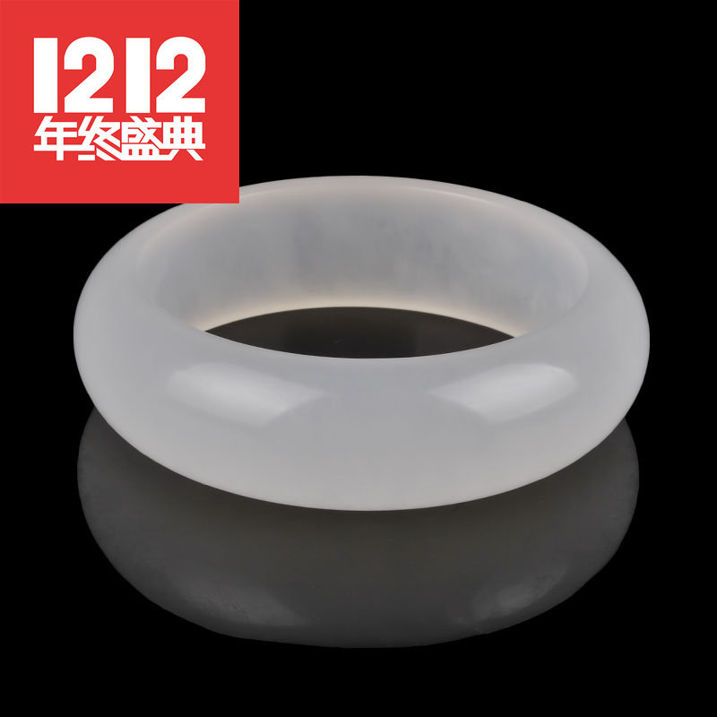 青峰玉业玉器A级缅甸老坑翡翠冰玉手镯油润白玉镯子冰种A图片