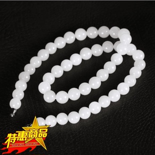 新疆和田羊脂玉项链白玉项链昆仑玉珠项链玉8mm蜀黍