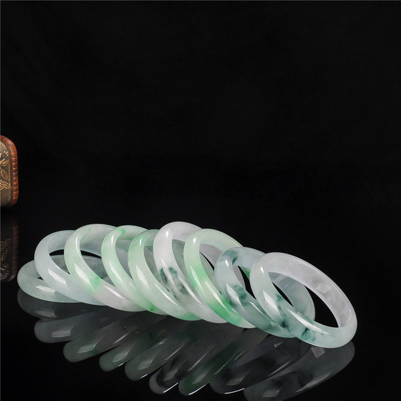玉镯女缅甸冰种浅绿满绿飘兰花玉镯子紫罗兰飘阳绿翡翠手镯子