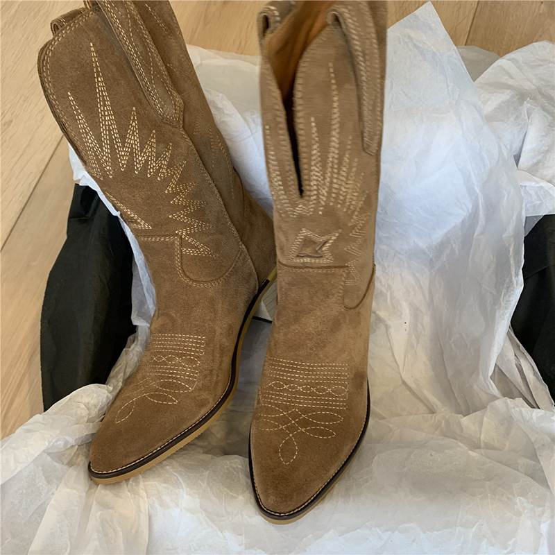 骑士靴西部牛仔靴 women cowboy boots martin boots big size 43 女鞋 时装靴 原图主图