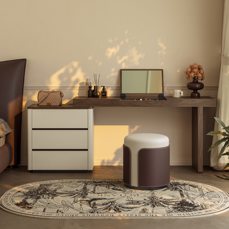 现代中古风实木翻盖梳妆台斗柜