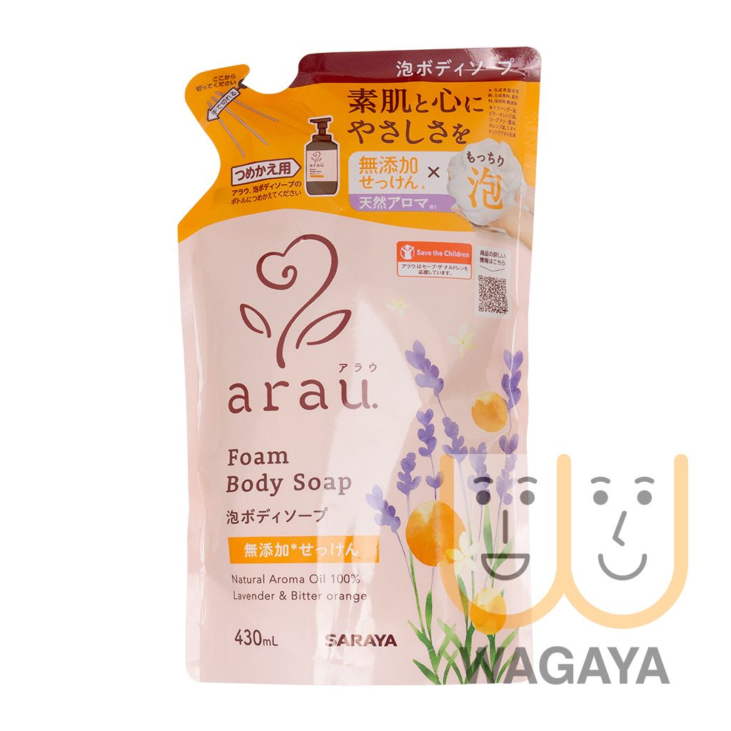 SARAYA Arau泡沫沐浴露补充装430ml天然香氛无刺激儿童敏感肌适用