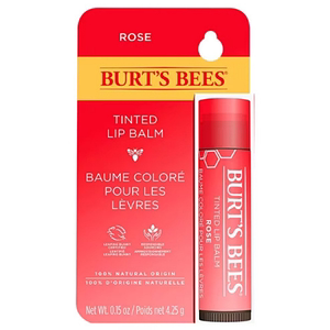 BURT'S BEES有色润唇膏玫瑰色100%天然色调柔和哑光椰子香味
