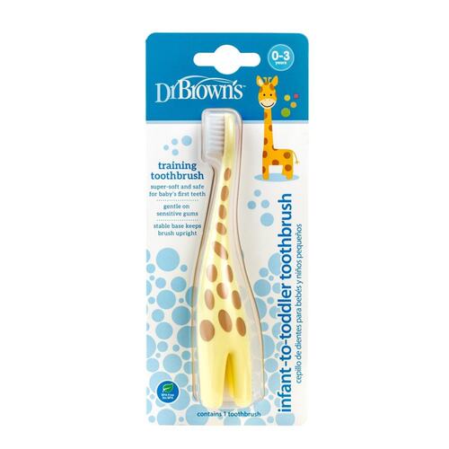 Dr. Brown's 幼儿软毛直立式牙刷长颈鹿可爱卡通乳牙刷婴儿牙刷版