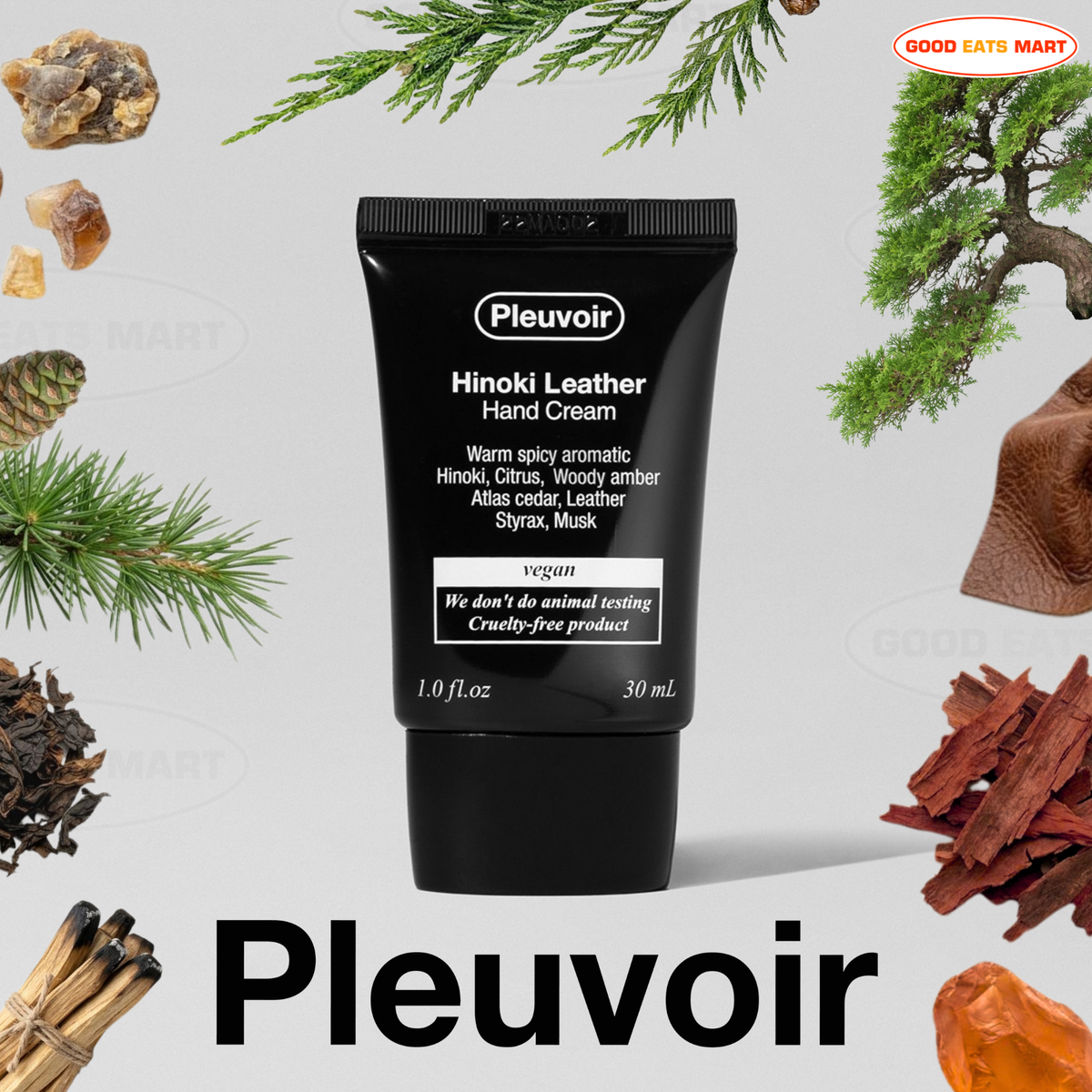 Pleuvoir纯素香氛护手霜桧皮革调敏感肌修护涂抹30ml手部干燥进口