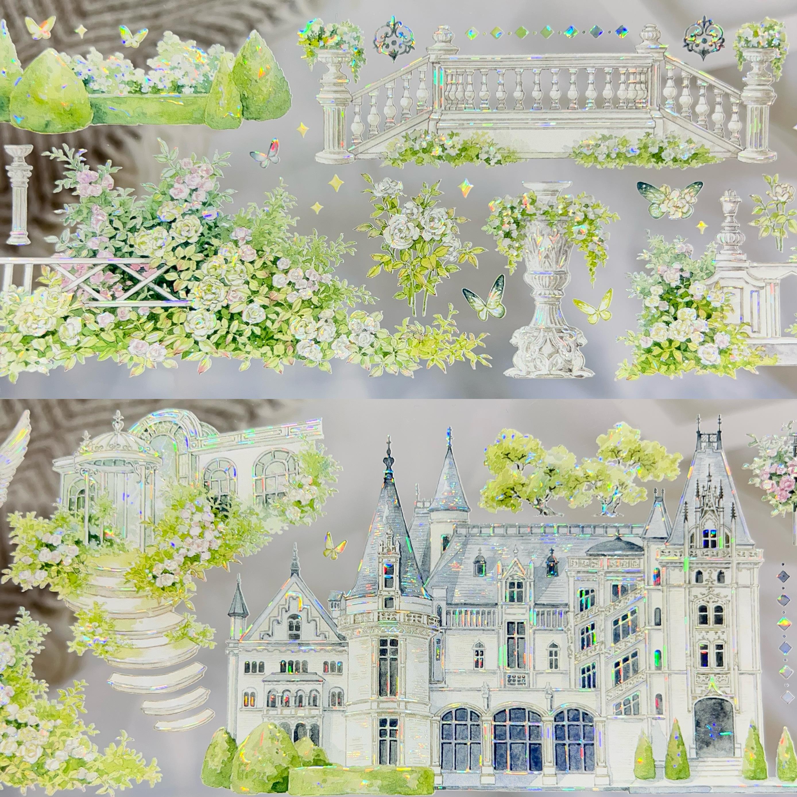 Shine分装胶带香榭古堡魔法巷尾绿荫小憩神圣日冕背景造景类流麻