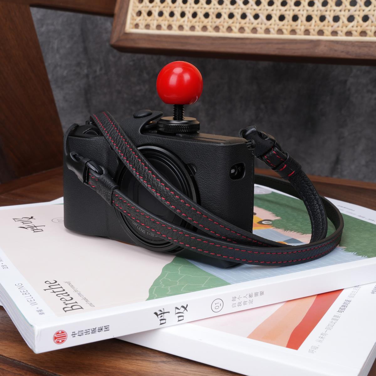 cam-in真皮荔枝纹细绳GR3X相机背带快拆斜跨理光GR2黑卡G7X3复古