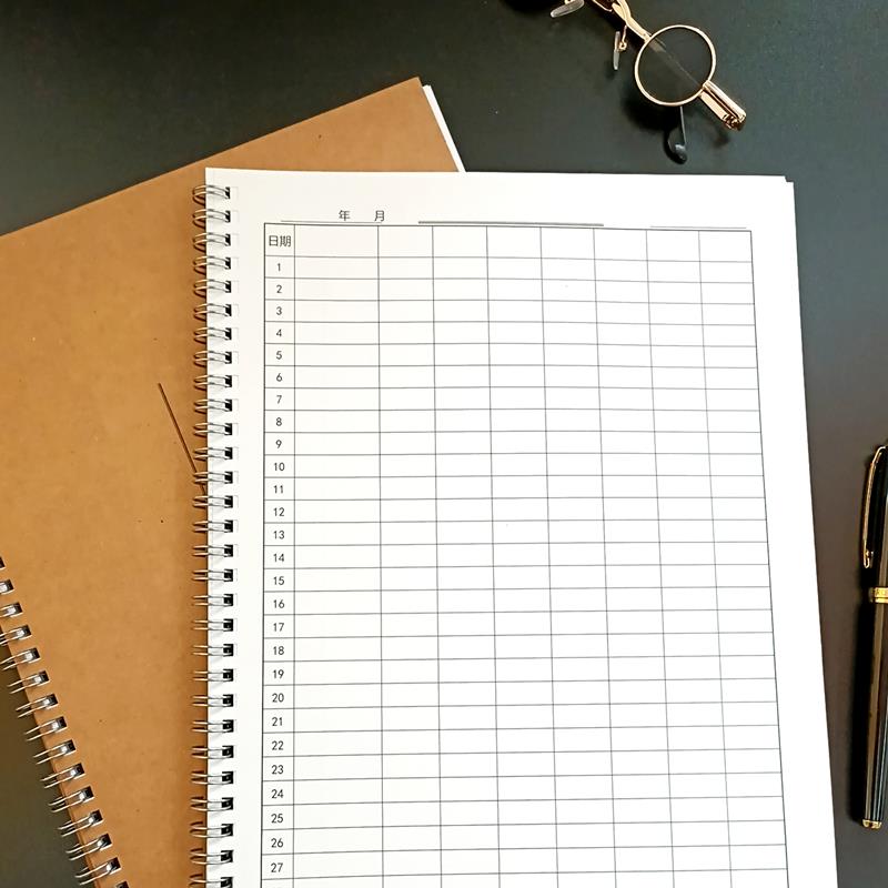 万能表格本记账本手帐明细账记录本员工工资登记统计考勤表带日期