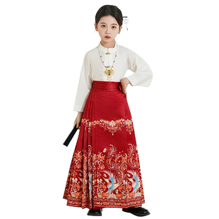 2025新款马面裙女童中国风高级古装改良唐装春季日常儿童汉服套装