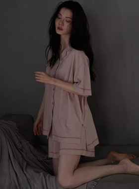 英国RMXJ 睡衣女夏季柔软莫代尔棉薄款短袖短裤可外穿家居服套装