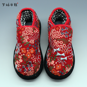 罗妈布鞋原创纯手工千层底布底棉鞋絮棉花绣花鞋冬季复古套脚保暖
