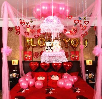 结婚用品婚房j装饰房间布置纱幔创意浪漫婚礼花球卧室新房拉花