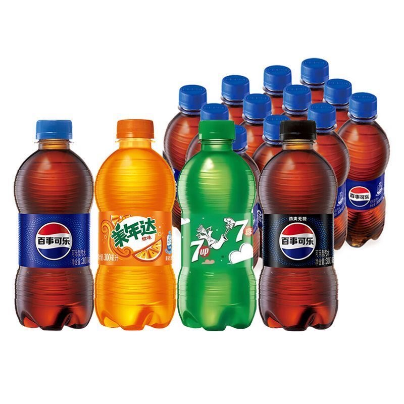 百事可乐300ml*2瓶七喜美年达小瓶无糖可乐迷你瓶装碳酸饮料汽水