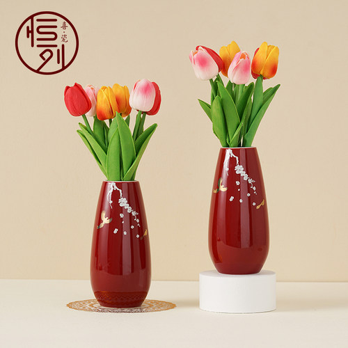 结婚喜庆红色花瓶用品
