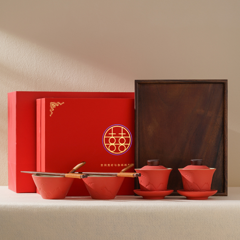 结婚敬茶杯喜碗恒列陪嫁婚庆用品