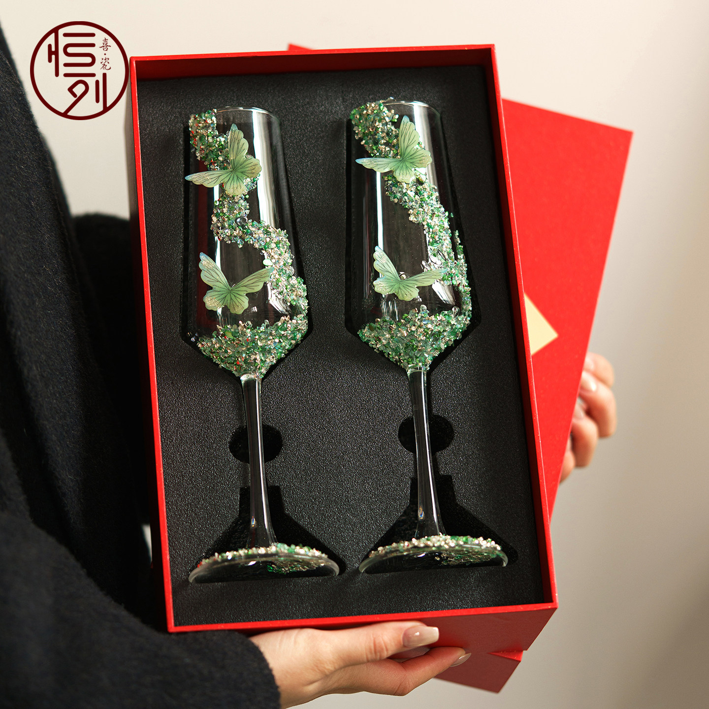 新婚礼物送新人创意DIY香槟杯