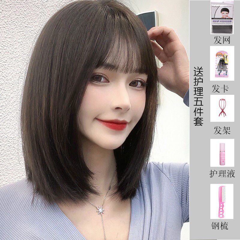 怡冠短发假发女轻型刘海波减头波龄圆i脸适合的造薄修脸假发套女