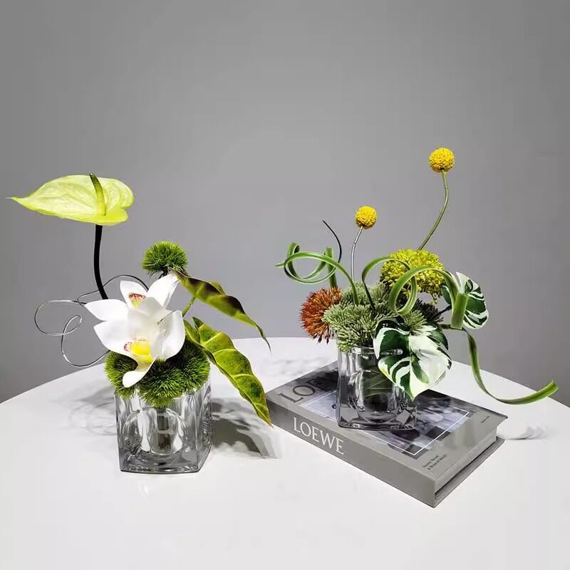 现代轻奢风花器仿真花艺摆件样板房洽谈桌高档假花摆设绿植装饰品