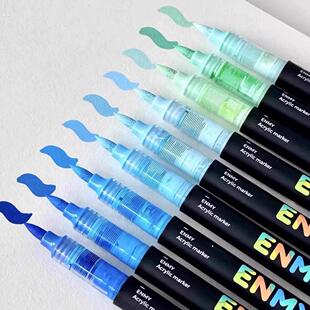 小红书同款软头小黑盒直液式丙烯麦克笔儿童绘画美术生专用叠色笔