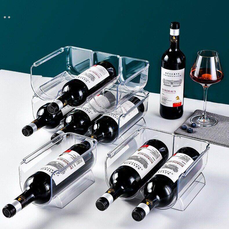 红酒架高级感轻奢冰箱家用葡萄酒架透明可叠加桌面水杯置物架