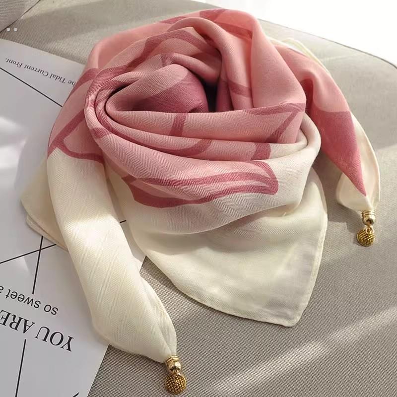 磁吸扣小丝巾方巾女系脖高级感围巾春秋护颈女2025新款棉麻围巾