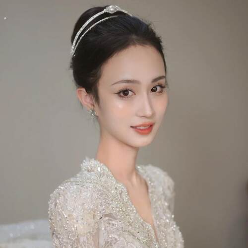 复古高级造型简约镶钻半圆珍珠皇冠新娘结婚头饰影楼摄影婚纱