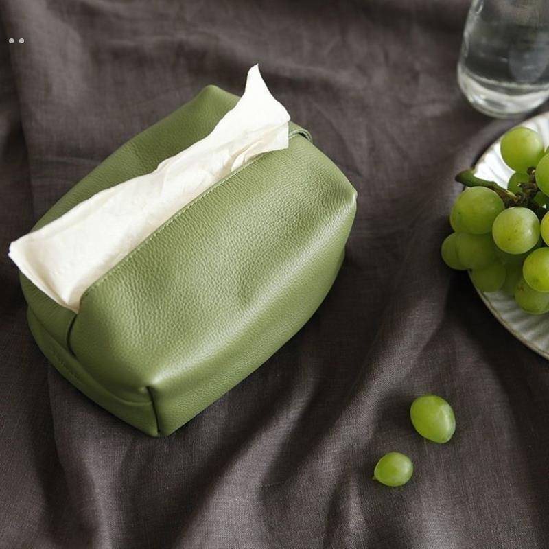 纯色马卡龙纸巾盒皮质餐巾纸收纳袋创意餐厅抽纸汽车载ins皮革软