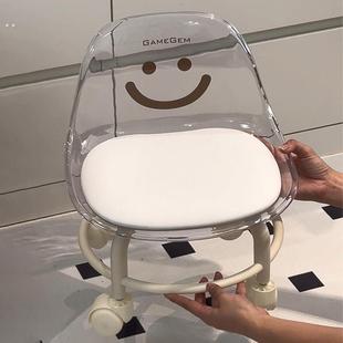 【新家的100个快递】亚克力透明凳子家用小矮凳滑轮移动靠背椅子