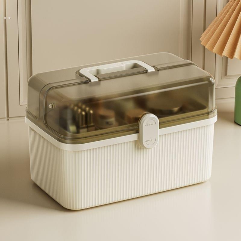 化妆品收纳盒桌面折叠式高级感防尘大容量透明梳妆台护肤品置物架