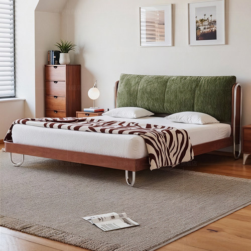 座家法式中古风雪尼尔软包双人床