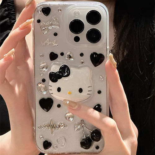 y2k甜酷暗黑kitty猫苹果滴胶可爱