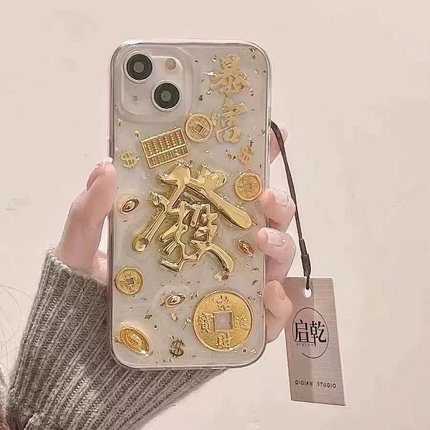 新年立体铜钱发财适用oppoReno14 13pro手机壳reno12/11/10/9/8pro+d滴胶创意reno7/6/5k/4pro软壳3PRO保护套