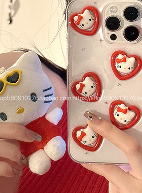 可爱红色爱心Kitty猫适用三星S23手机壳S22/S11fe/s20滴胶软壳note20ultra 10+少女A71 A53卡通A52 A51保护套