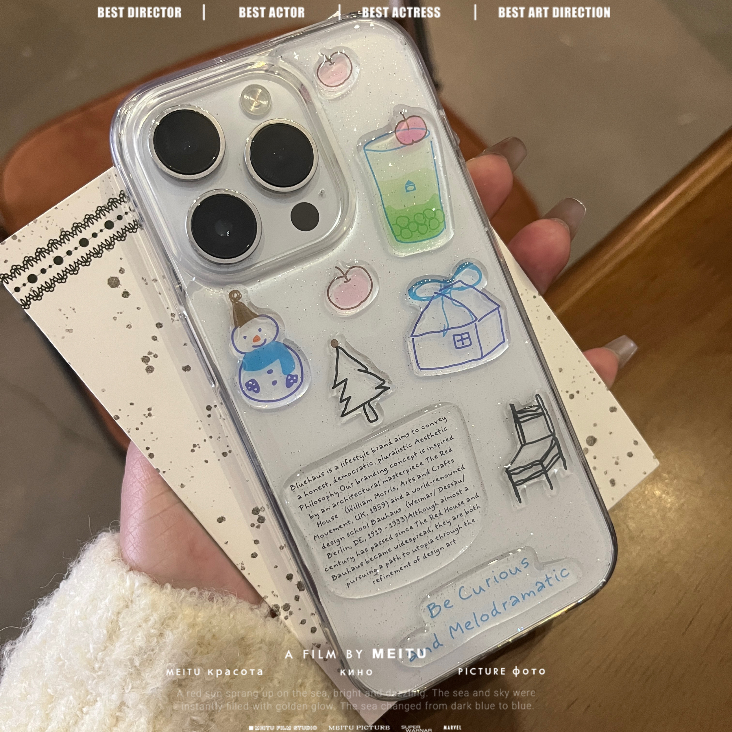日韩滴胶雪人贴纸适用红米note14 13pro手机壳note11t 10 12滴胶壳K80 k70软壳k60 k50 k40s保护套turbo4/3女