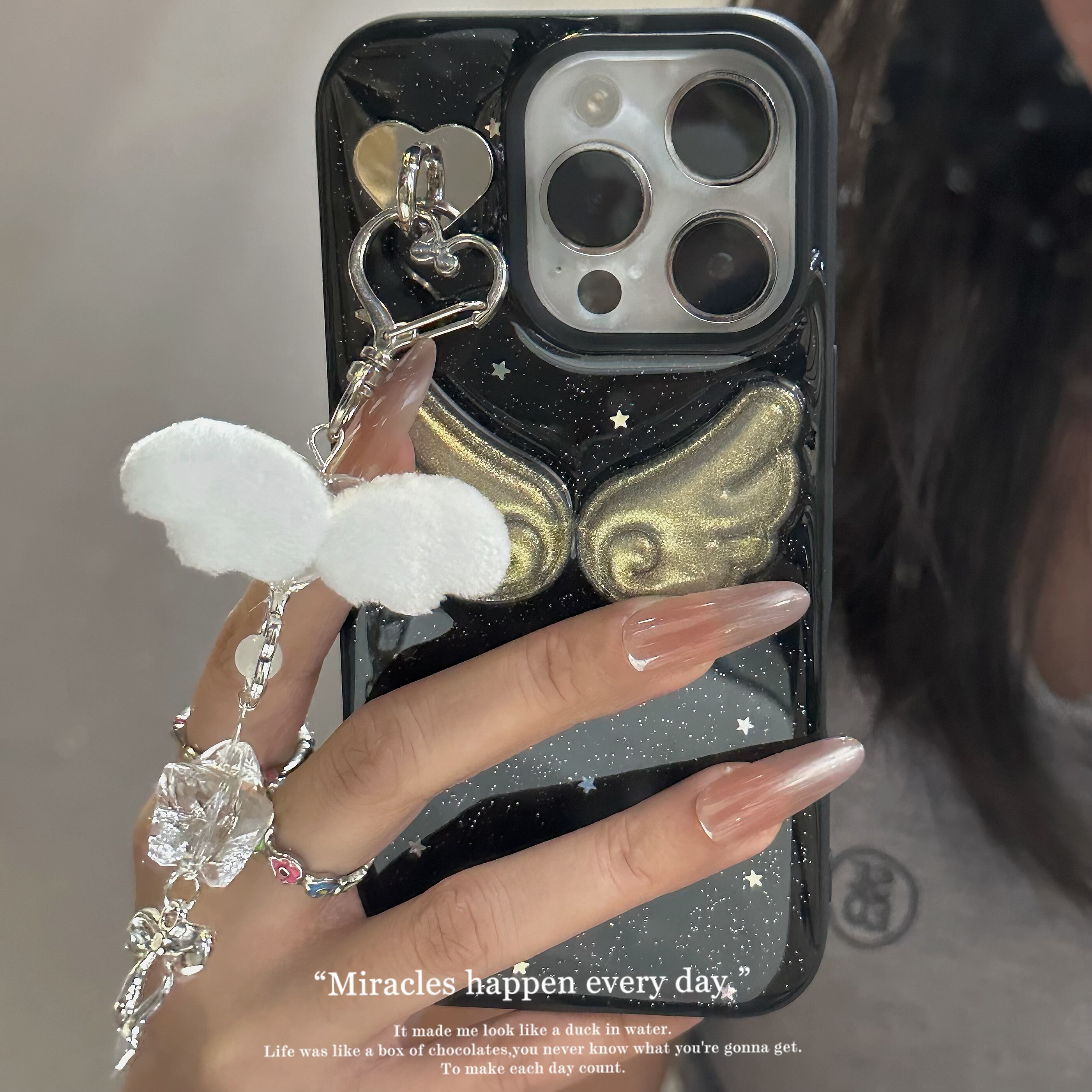 闪粉星星立体翅膀适用苹果17promax手机壳iPhone16 15pro滴胶软壳苹果14 13新款12pro保护套16e防摔xsmax少女,3C数码配件,手机保护套/壳,淘宝优惠券,粉丝福利购,淘宝优惠卷