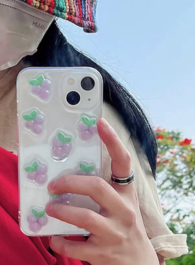 ins夏日清新立体紫色葡萄适用三星s23手机壳s22+ s21 s20fe滴胶s9 s10e软壳note10 20ultra保护套A53 A71 A52