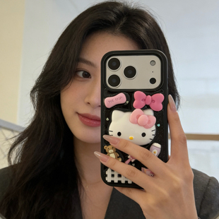 可爱立体蝴蝶结kitty猫适用三星S25 S21fe S23plus软壳note20 10ultra透明A55滴胶壳A53保护套 S24手机壳S22