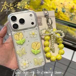 x50 夏日郁金香花朵蝴蝶适用vivoX300pro手机壳x200s x70pro软x60 x80 x30防摔x27保护套女 x100spro滴胶x90s