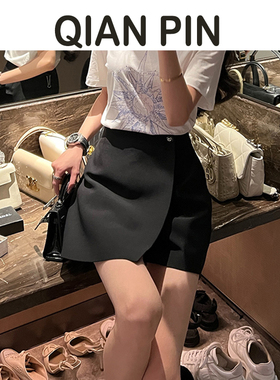 【Write】【春褶】高腰百搭黑色裤裙HQ2025472