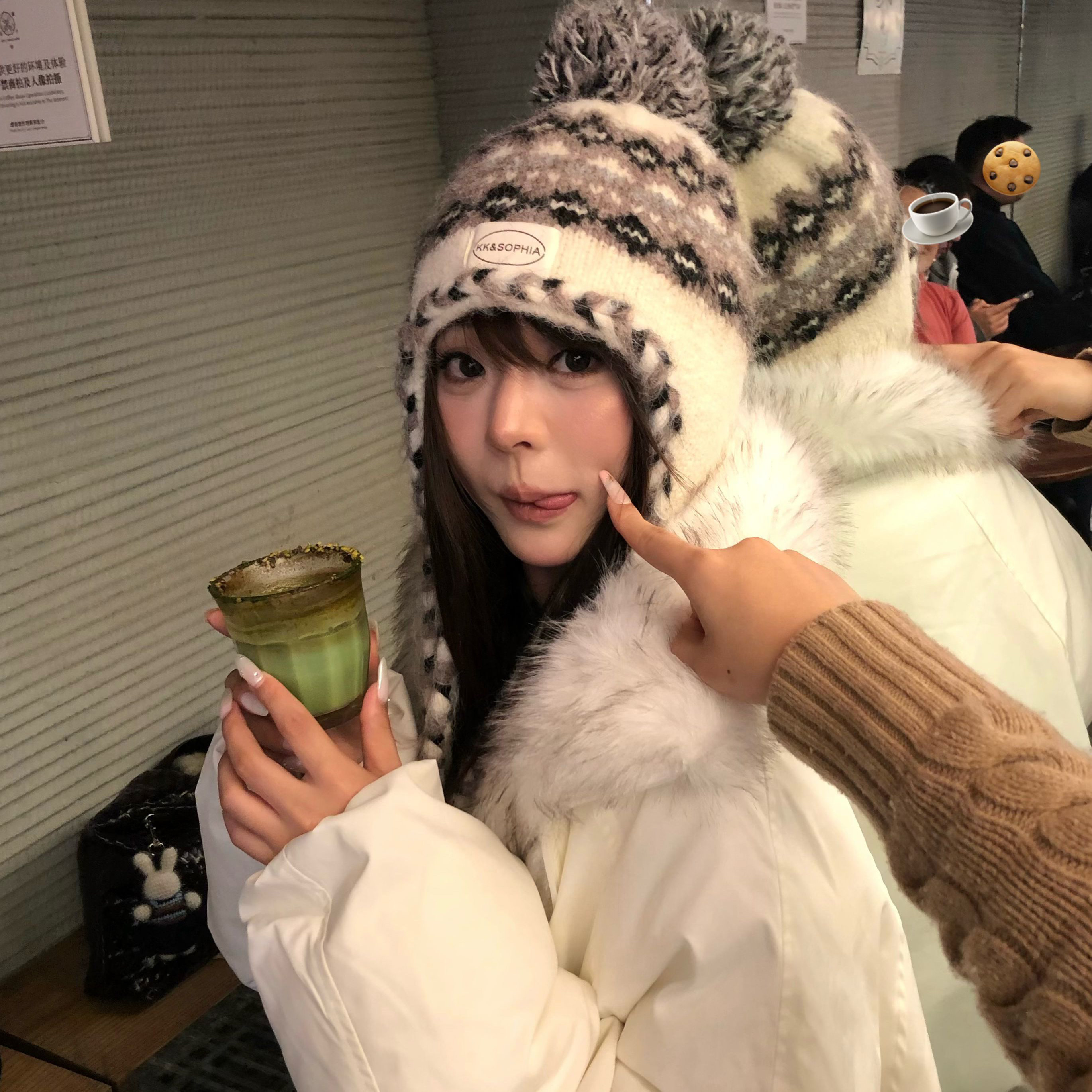 费尔岛复古针织帽子女冬季保暖套头包头帽显脸小护耳可爱毛线帽女