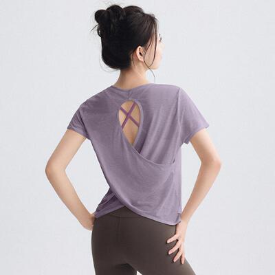 2026新款美背瑜伽服T恤女短袖运动健身服速干上衣宽松罩衫普拉提