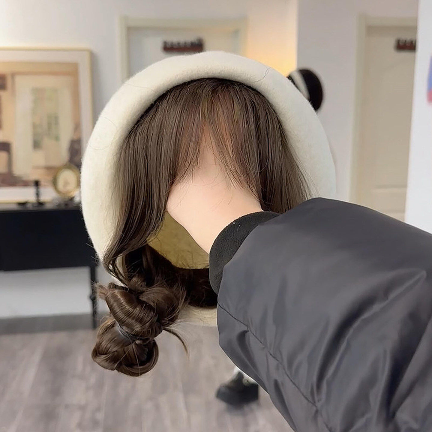 假发帽子一体可编冬季贝雷帽带浏海全头套女真人发丝仿真日常卷发