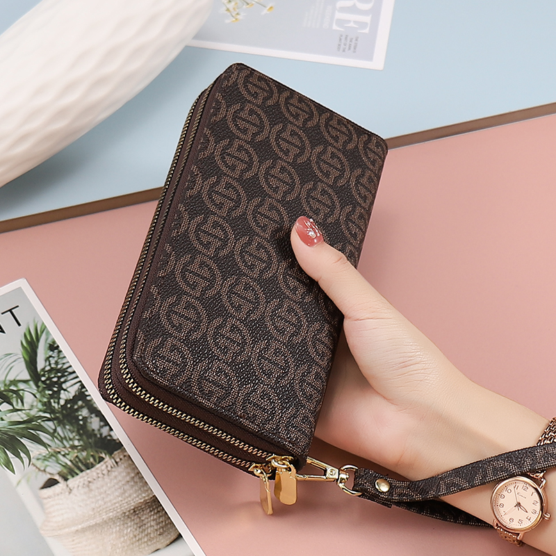 女士钱包长款双拉链大容量手机零钱包妈妈手拿包可放手机时尚钱包