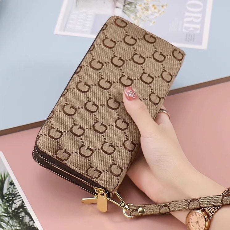 钱包女士2025新款秋季手机手拿包时尚长款钱包双拉链皮夹零钱包女