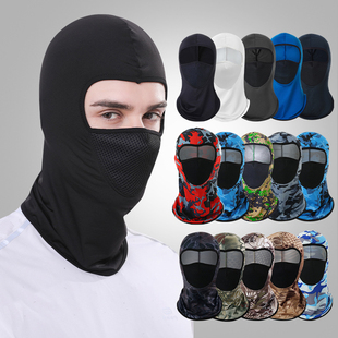 防晒面罩头套护颈迷彩透气薄款摩托车头盔内衬帽全脸骑行内胆帽夏