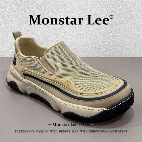 Monstar lee老北京帆布男鞋春季透气冰丝软底懒人一脚蹬轻便薄款